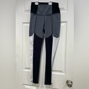 Lucy Leggings Black Grey and White Mesh Size Small for Pilates or Yoga GUC